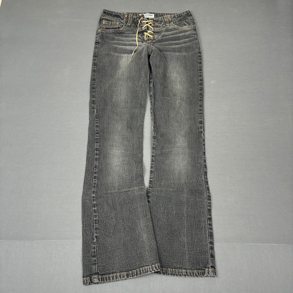 Y2K Canyon River Blues Lace Up Bootcut Gray Wash Jeans Women's Size 5 (26x30)